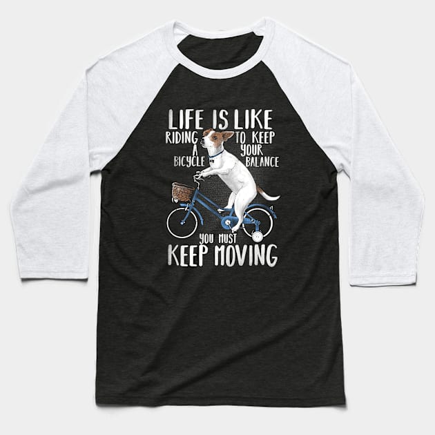 Dog riding a bicycle Baseball T-Shirt by NemiMakeit